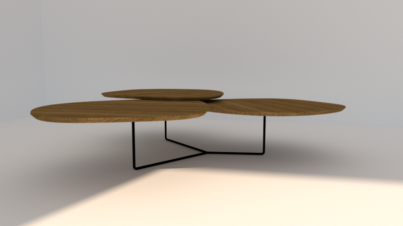 Mesa de Centro 3 Cuerpos - Elegancia Modular en Roble y Metal