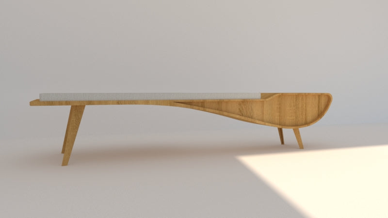 Banca Recibidor Doona: Diseño Curvilíneo en Roble