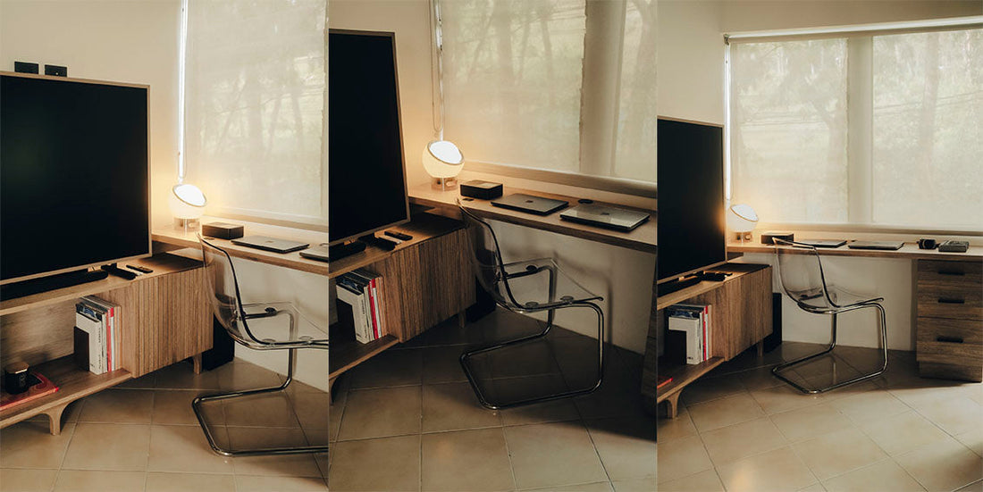 Mueble de TV con escritorio personalizado en roble | Don Castor