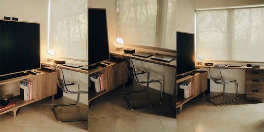 Mueble de TV con escritorio personalizado en roble | Don Castor